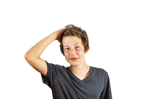 Happy boy tearing ones hair — Stock Photo, Image