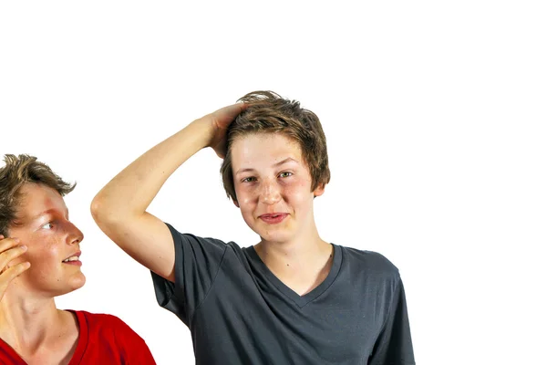 Happy boy tearing ones hair — Stock Photo, Image