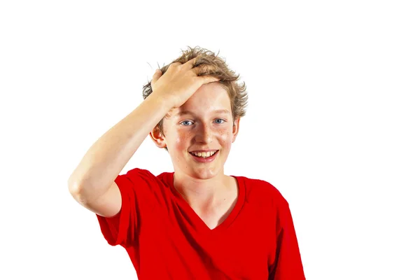 Šťastný chlapec trhá ty vlasy — Stock fotografie