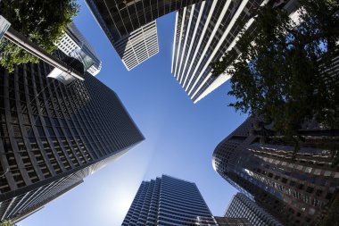 Skyscrapers downtown San Francisco in late afternoon clipart