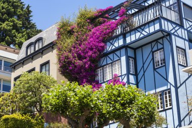 View of Lombard Street, the crookedest street in the world, San clipart