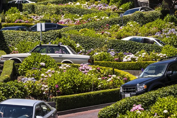 Vista de Lombard Street, la calle más torcida del mundo, San —  Fotos de Stock