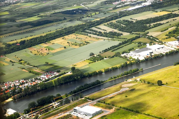 Aerial landscape view with river Main — Stock Photo, Image