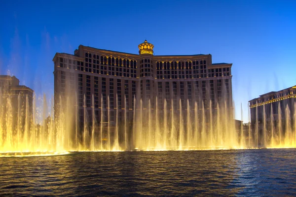 Famous Bellagio Hotel with water games in Las Vegas — Stock Photo, Image