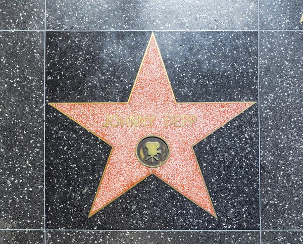 Джонні Депп за зірка на Голлівудській алеї слави — стокове фото
