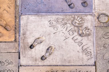 Handprints in Hollywood Boulevard in the concrete of Chinese The clipart