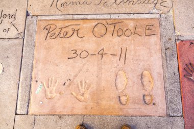 Handprints in Hollywood Boulevard in the concrete of Chinese The clipart