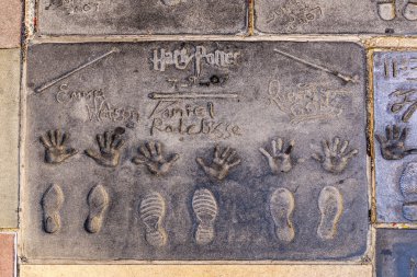 Handprints in Hollywood Boulevard in the concrete of Chinese The clipart