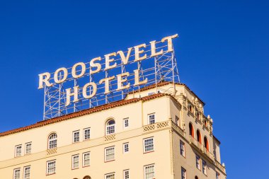 Facade of famous historic Roosevelt Hotel clipart