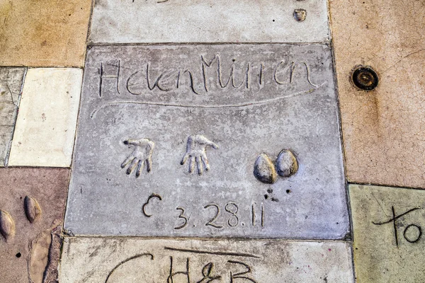 在混凝土的中国好莱坞大道的手印 — 图库照片