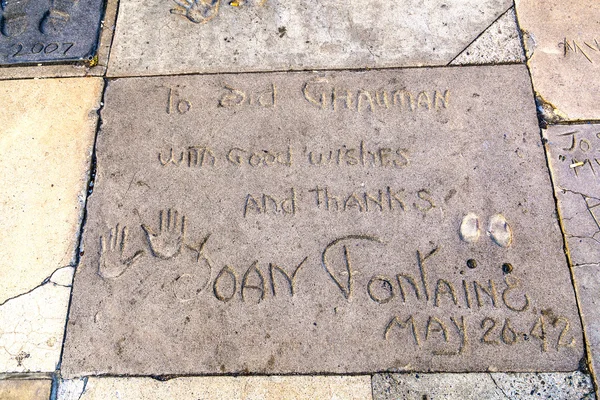 Joan Fontaines handprints in Hollywood Boulevard — Stock Photo, Image