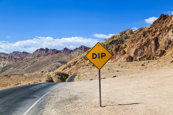 stock image Scenic road Artists Drive in Death valley with colorful stones,