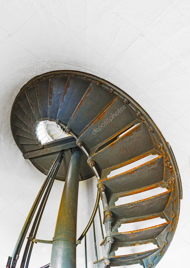 Historic staircase inside Point Arena Lighthouse in California