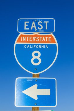 Interstate 8 Sign at the highway with blue sky clipart