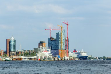 İnşaat alanında, Hamburg liman elbphilharmonie