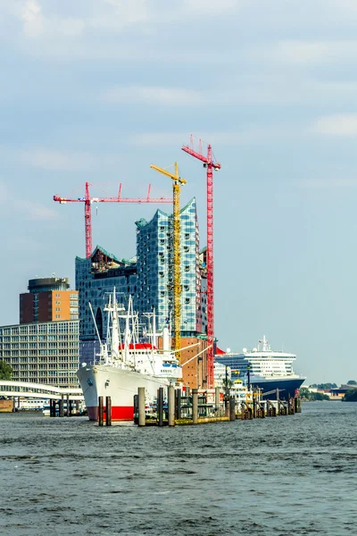 Lugar de construcción de la Filarmónica del Elba en el puerto de Hamburgo —  Fotos de Stock