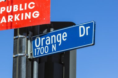 Street sign Orange Drive in Hollywood clipart