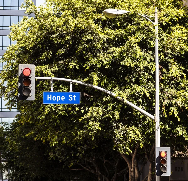 Rua sinal Hope rua centro de Los Angeles — Fotografia de Stock