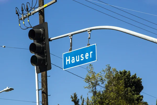 Street sign Hauser in Hollywood — Stock Photo, Image