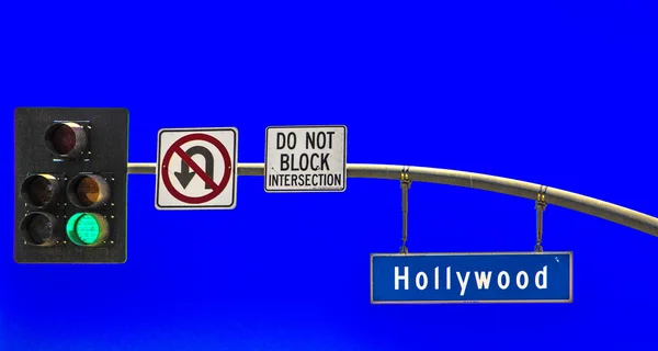 ハリウッドのハリウッド大通りを道路標識 — Stockfoto