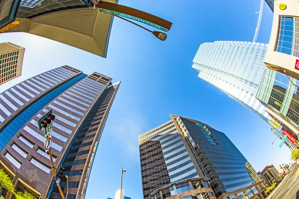 Perspective of skyscrapers downtown Phoenix — Stock Photo, Image