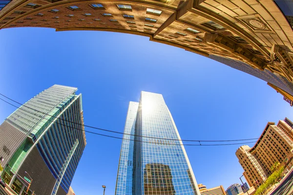 Perspective of skyscrapers downtown Phoenix — Stock Photo, Image