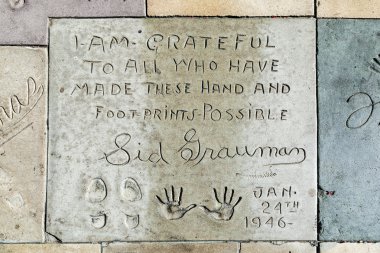 el izleri, sid grauman beton hollywood Bulvarı'ndaki