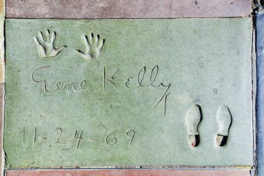 Gene Kellys handprints in Hollywood Boulevard in the concrete of clipart