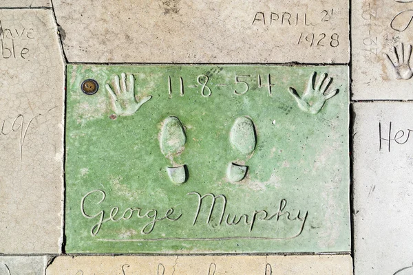 George Murphys handprints in Hollywood Boulevard in the concrete — Stock Photo, Image