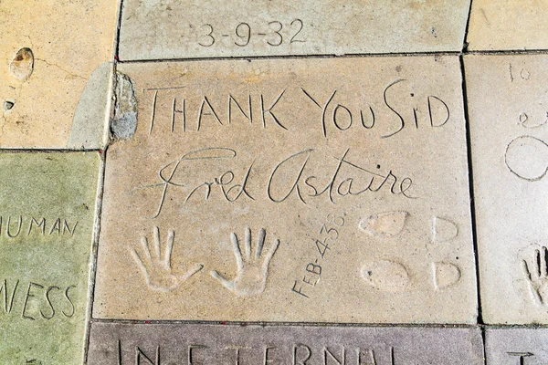 Fred Astaires handprints in Hollywood Boulevard in the concrete — Stock Photo, Image