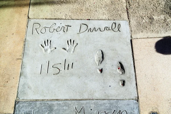 Robert Duvalls handprints in Hollywood Boulevard in the concrete — Stock Photo, Image