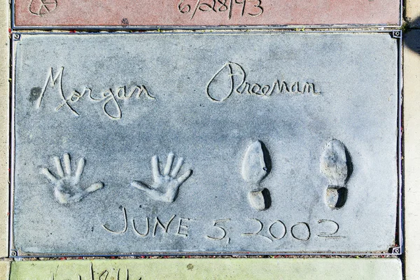 ハリウッド大通り、コンクリートでモーガン freemans 手形 — ストック写真