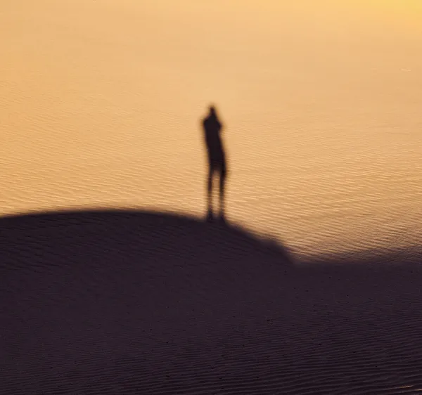 Sombra de un hombre en el desierto —  Fotos de Stock