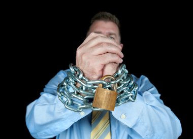 Chained businessman clipart