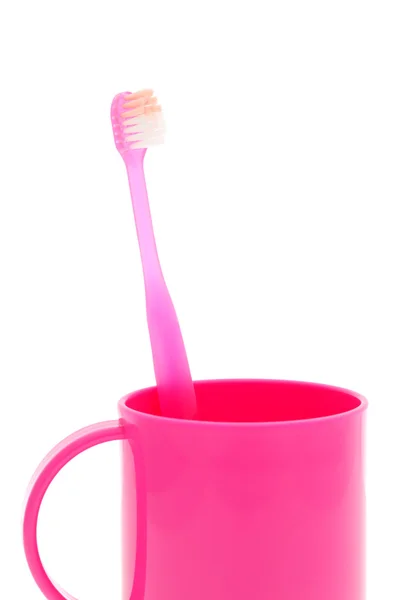Cepillo de dientes rosa — Foto de Stock