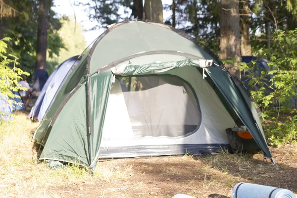 stock image Tent on grass in the forest