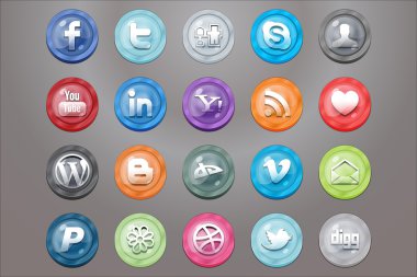 Oval social icons clipart