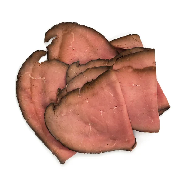 Friptură felii de carne de vită peste alb — Fotografie, imagine de stoc