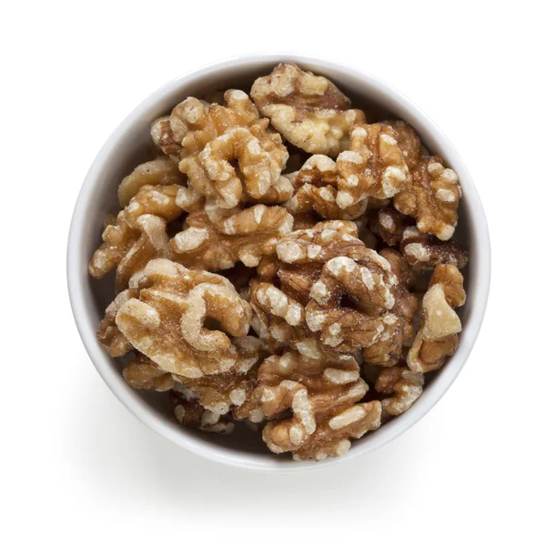 Vlašské ořechy v bílém Skácíš bílé pohled — Stock fotografie