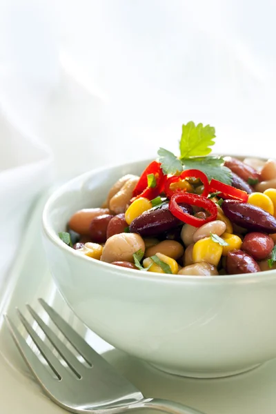 콩, 칠리와 옥수수 샐러드 — 스톡 사진