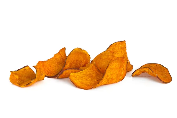 Sweet Potato Chips over White — Stock Photo, Image