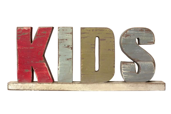 Palabra de niños en letras de madera —  Fotos de Stock