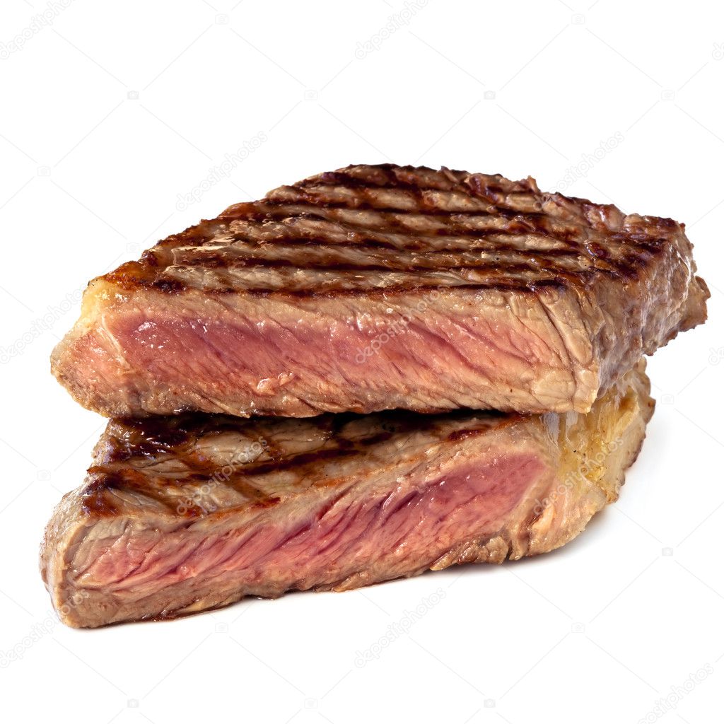 Grilled Steak Isolated on White