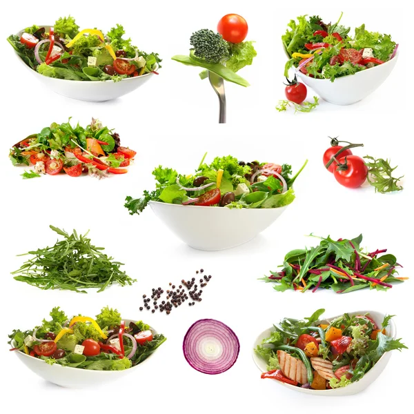 Sammlung isolierter Salate — Stockfoto