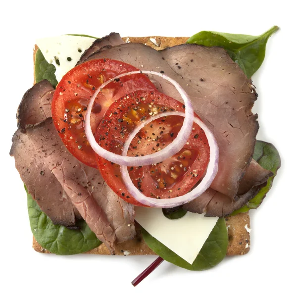 Roastbeef offenes Sandwich — Stockfoto