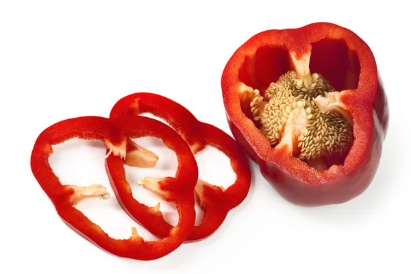 Gesneden rode paprika over Wit — Stockfoto