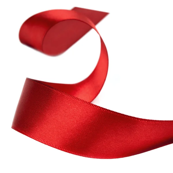 Curled Red Ribbon over White — Stock Photo, Image