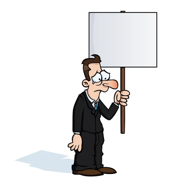 Sad business man with protest sign — Stock Vector