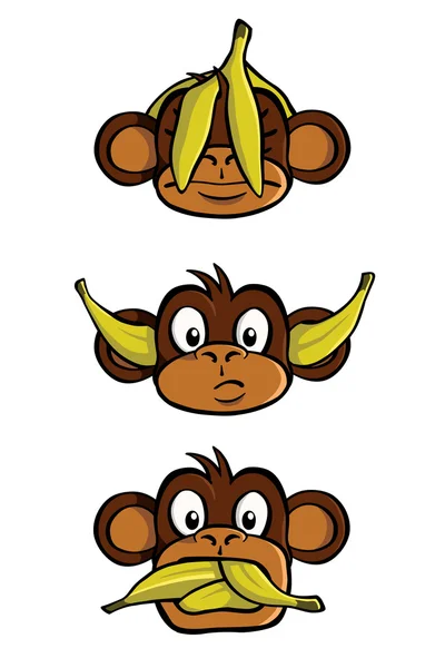 Üç Bilge maymunlar — Stok Vektör