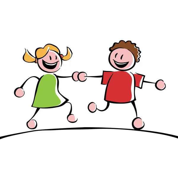 Two kids holding hands — Stock Vector